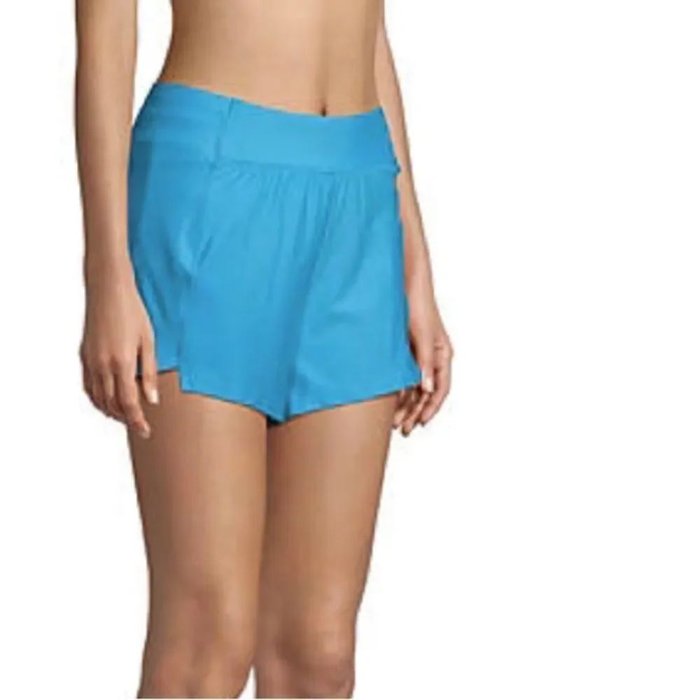 NWT! Sz L (14/16) Lands End *Turquoise Blue* 3" Swim Shorts